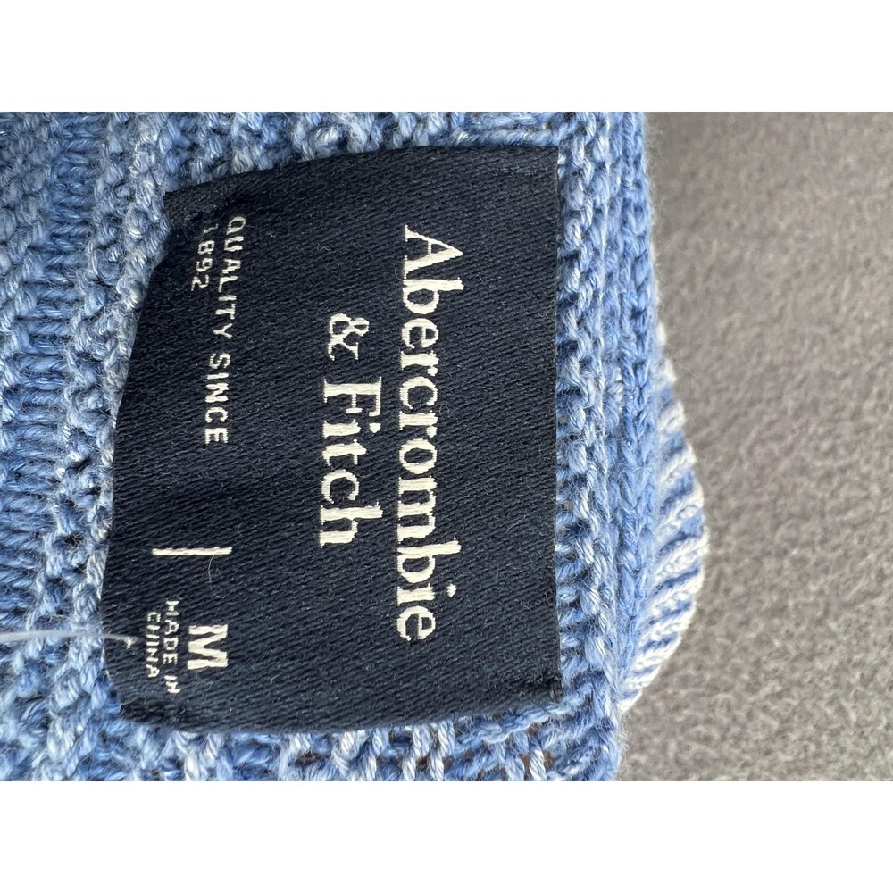 Abercrombie & Fitch Sweater Mens Medium Blue White Crewneck Pullover Striped - Picture 8 of 9